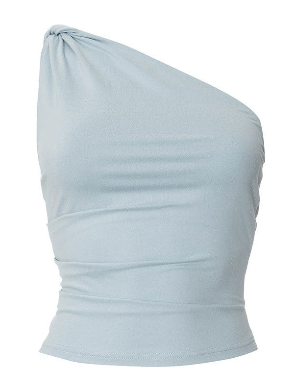 ONE-SHOULDER DRAPED TOP WITH FIGURE-HUGGING DESIGN