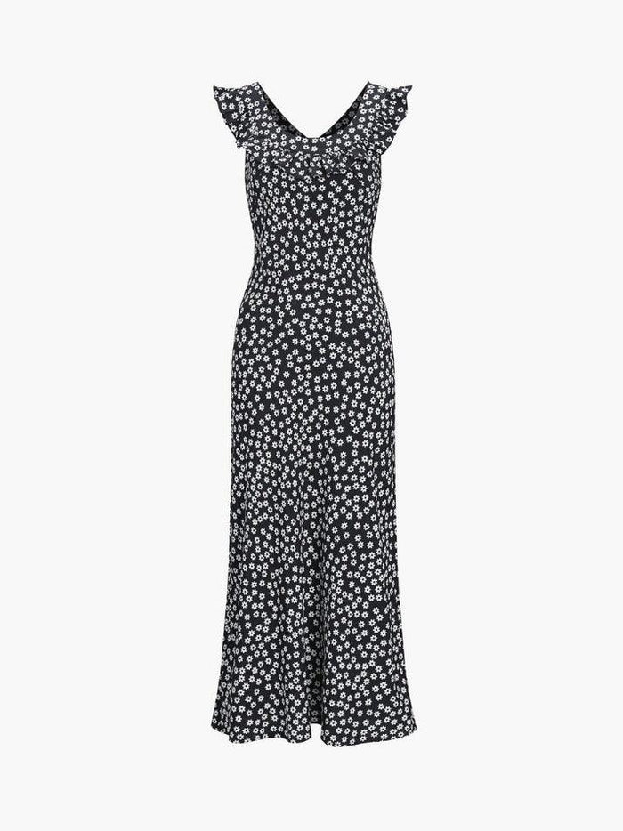 ONE-SHOULDER FLORAL PRINT DRESS WITH ELEGANT SLEEVELESS DESIGN