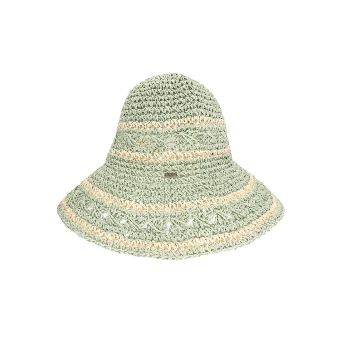 Open Weave Paper Straw Hand Crochet C.C Bucket Hat
