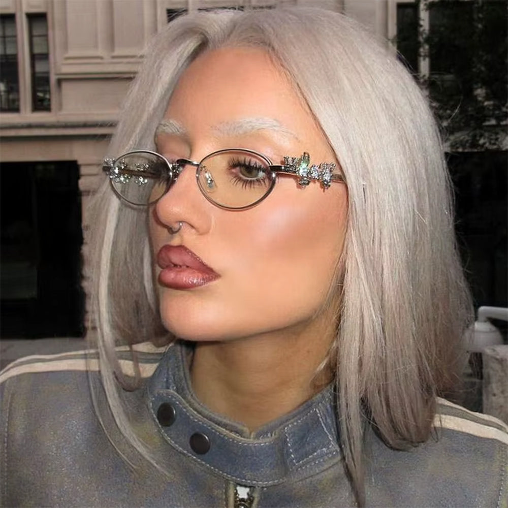 OVAL CRYSTAL ELEGANT SUNGUARD SUNGLASSES