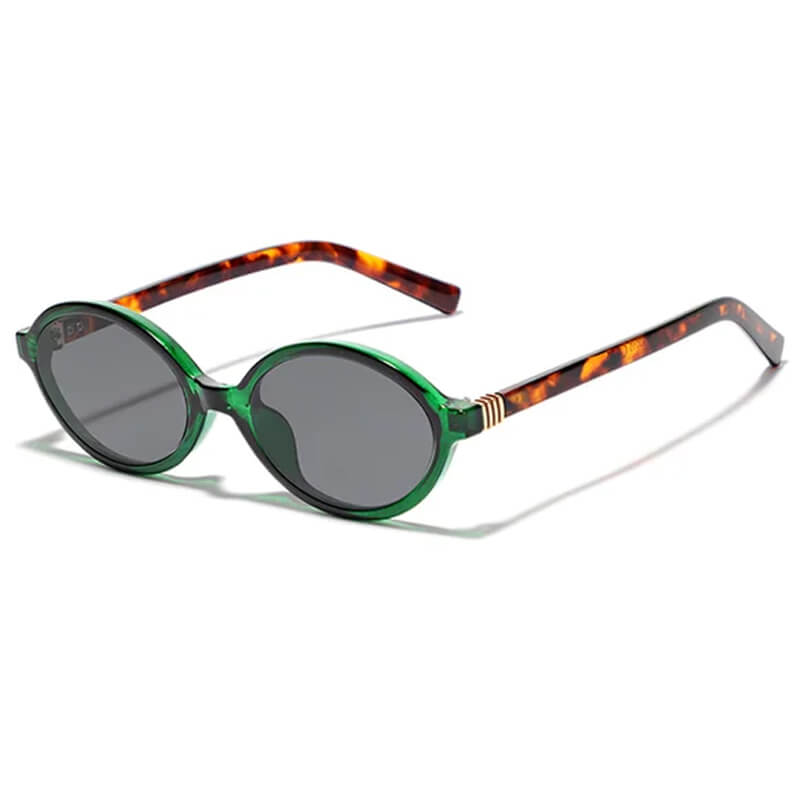 OVAL SUNGLASSES BROWN TINTED LENS BLACK FRAME