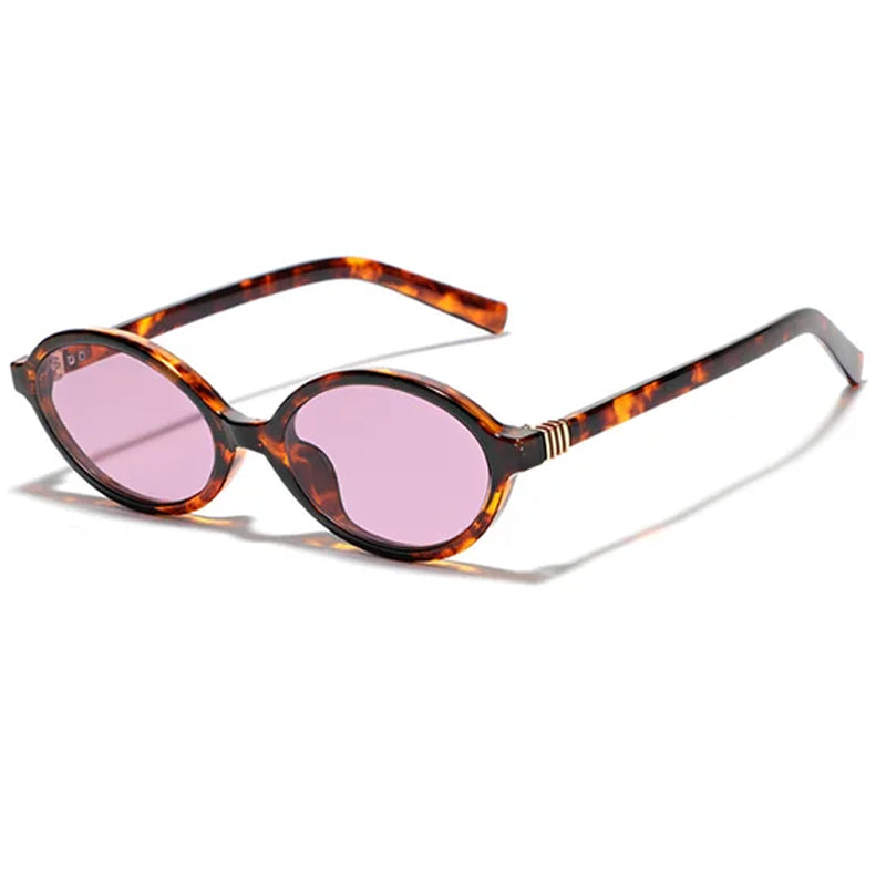 OVAL SUNGLASSES BROWN TINTED LENS BLACK FRAME