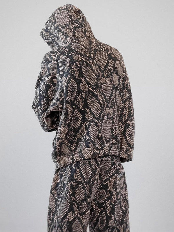 OVERSIZED CASUAL HOODIE - BOLD RETRO SNAKE PRINT DESIGN