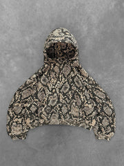OVERSIZED CASUAL HOODIE - BOLD RETRO SNAKE PRINT DESIGN