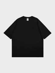 BLACK SHORT-SLEEVED COTTON T-SHIRT WITH RELAXED FIT