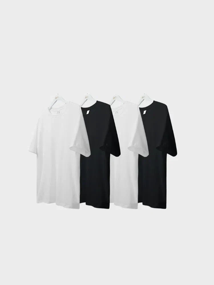 BLACK SHORT-SLEEVED COTTON T-SHIRT WITH RELAXED FIT