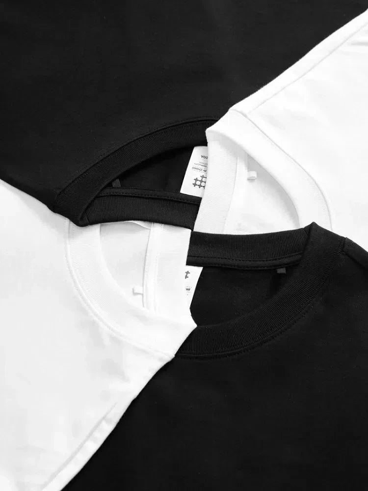 BLACK SHORT-SLEEVED COTTON T-SHIRT WITH RELAXED FIT