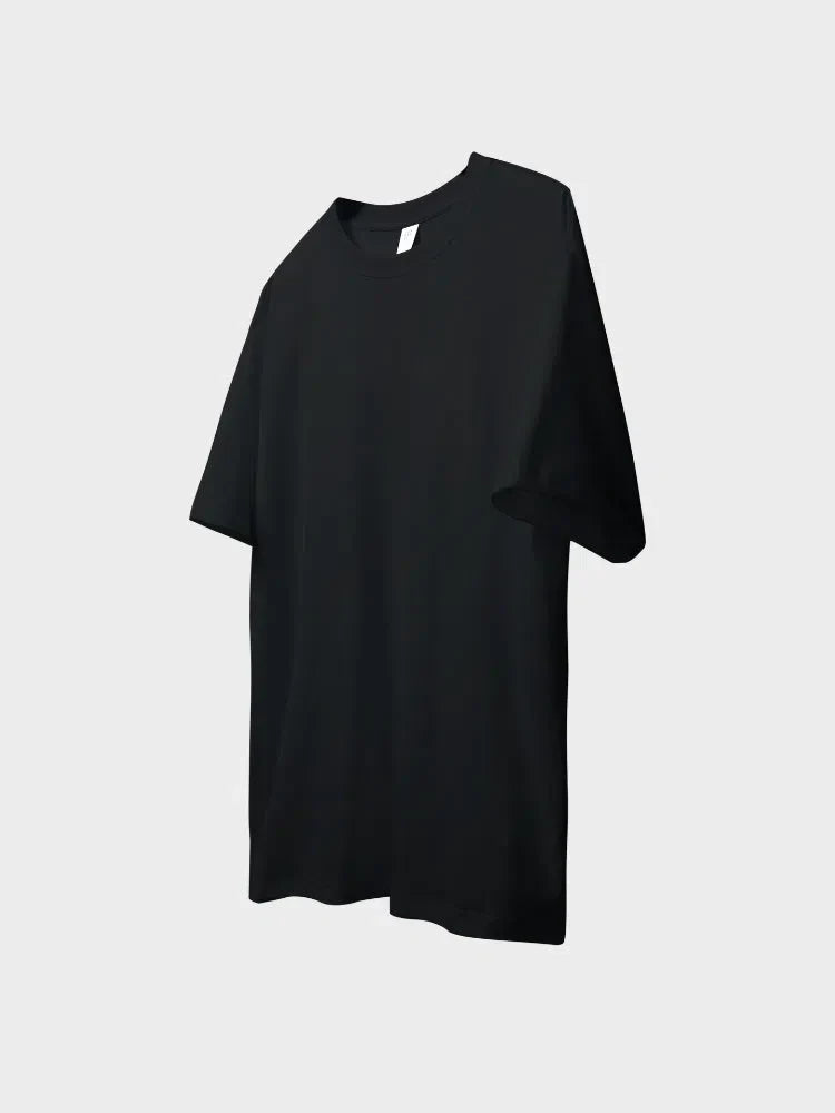 BLACK SHORT-SLEEVED COTTON T-SHIRT WITH RELAXED FIT