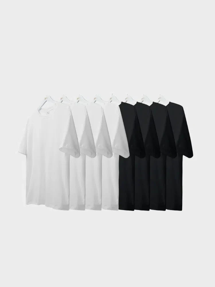 BLACK SHORT-SLEEVED COTTON T-SHIRT WITH RELAXED FIT