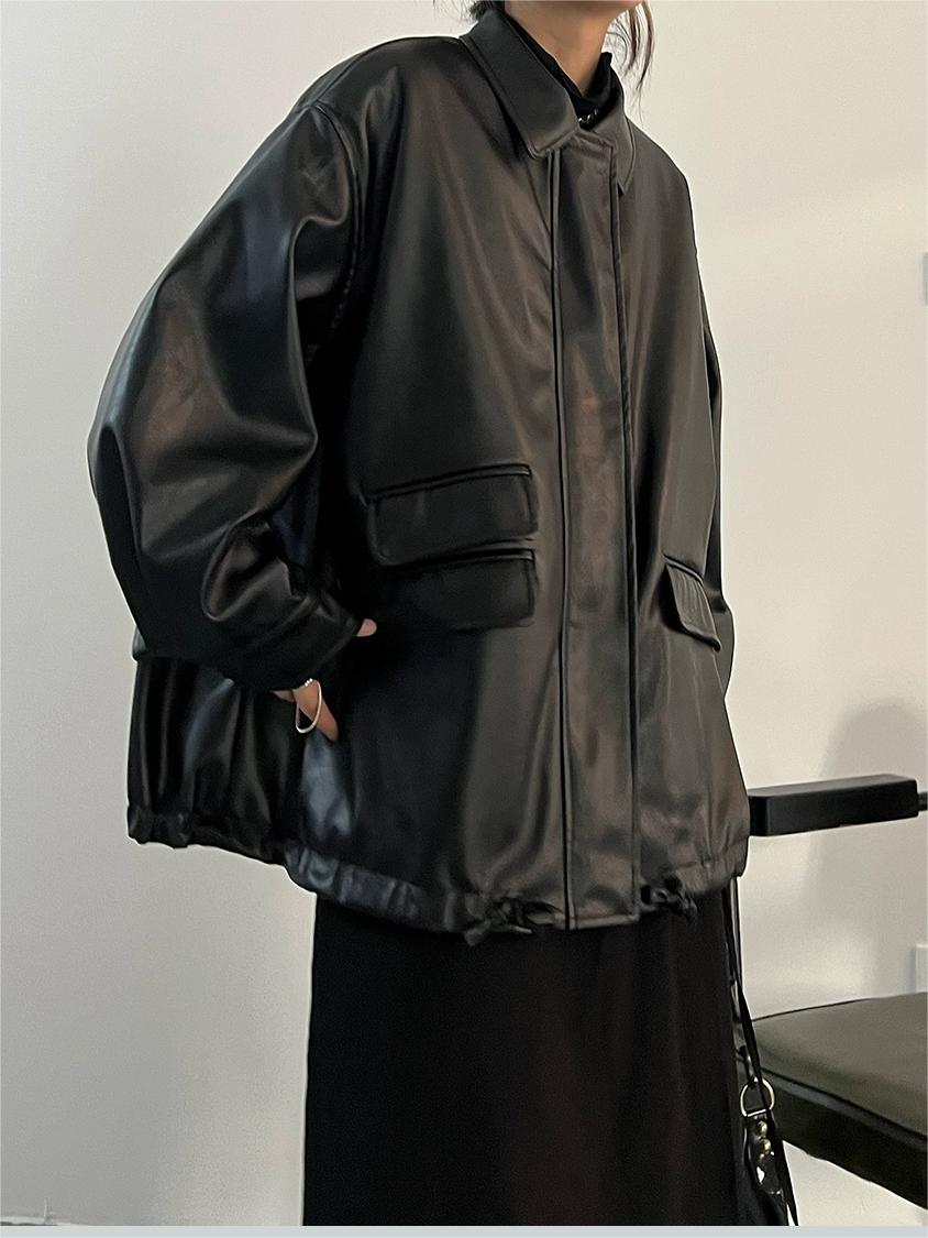 OVERSIZED FAUX LEATHER JACKET IN BLACK – FAUX LEATHER FASHION ESSENTIAL