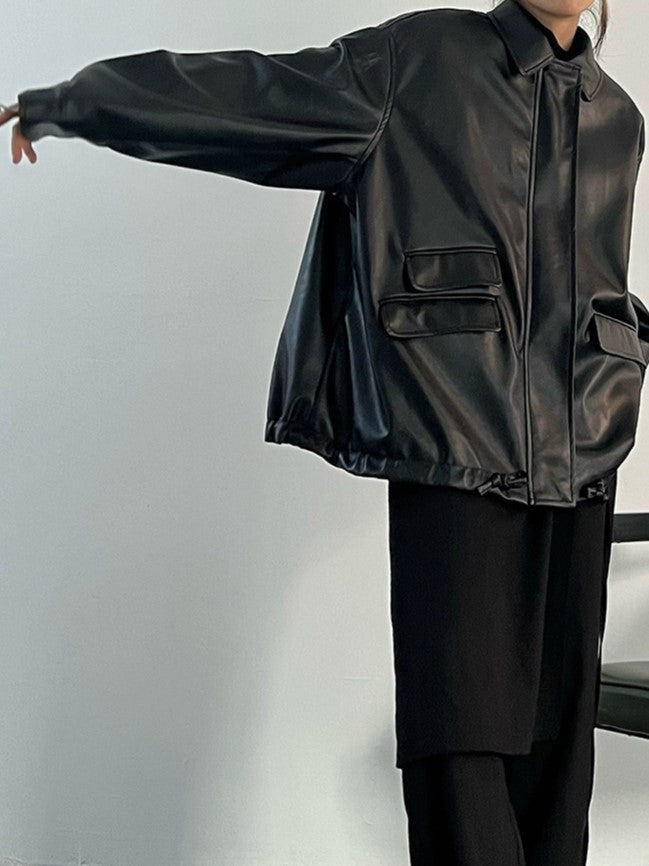OVERSIZED FAUX LEATHER JACKET IN BLACK – FAUX LEATHER FASHION ESSENTIAL