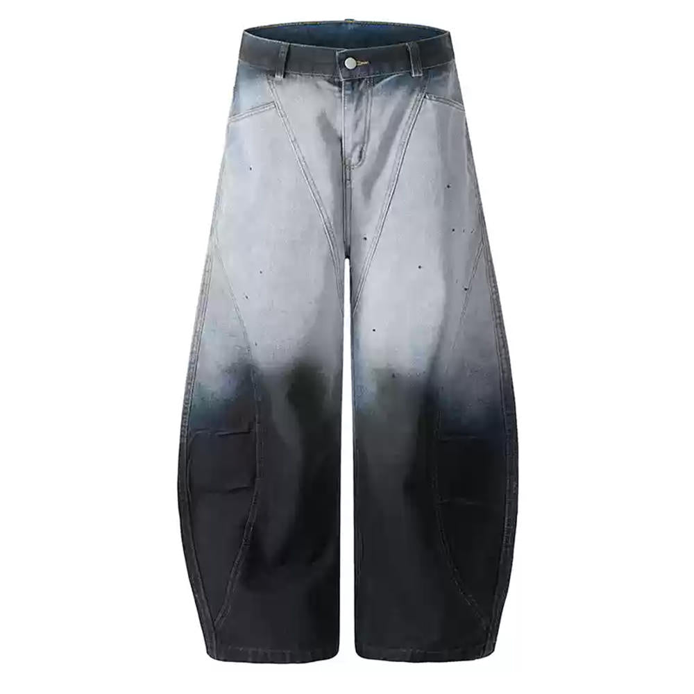 OVERSIZED GRADIENT BLUE DENIM JEANS FADED GRADIENT BAGGY STYLE