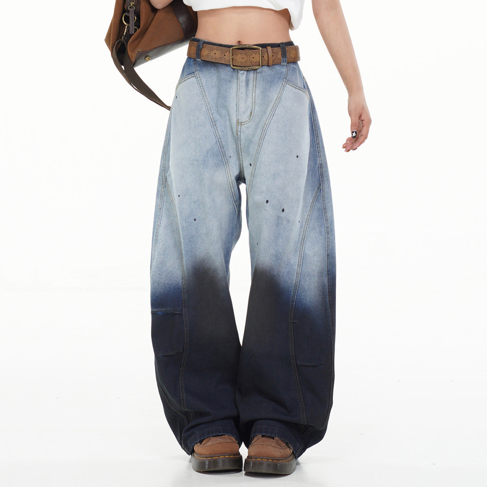 OVERSIZED GRADIENT BLUE DENIM JEANS FADED GRADIENT BAGGY STYLE