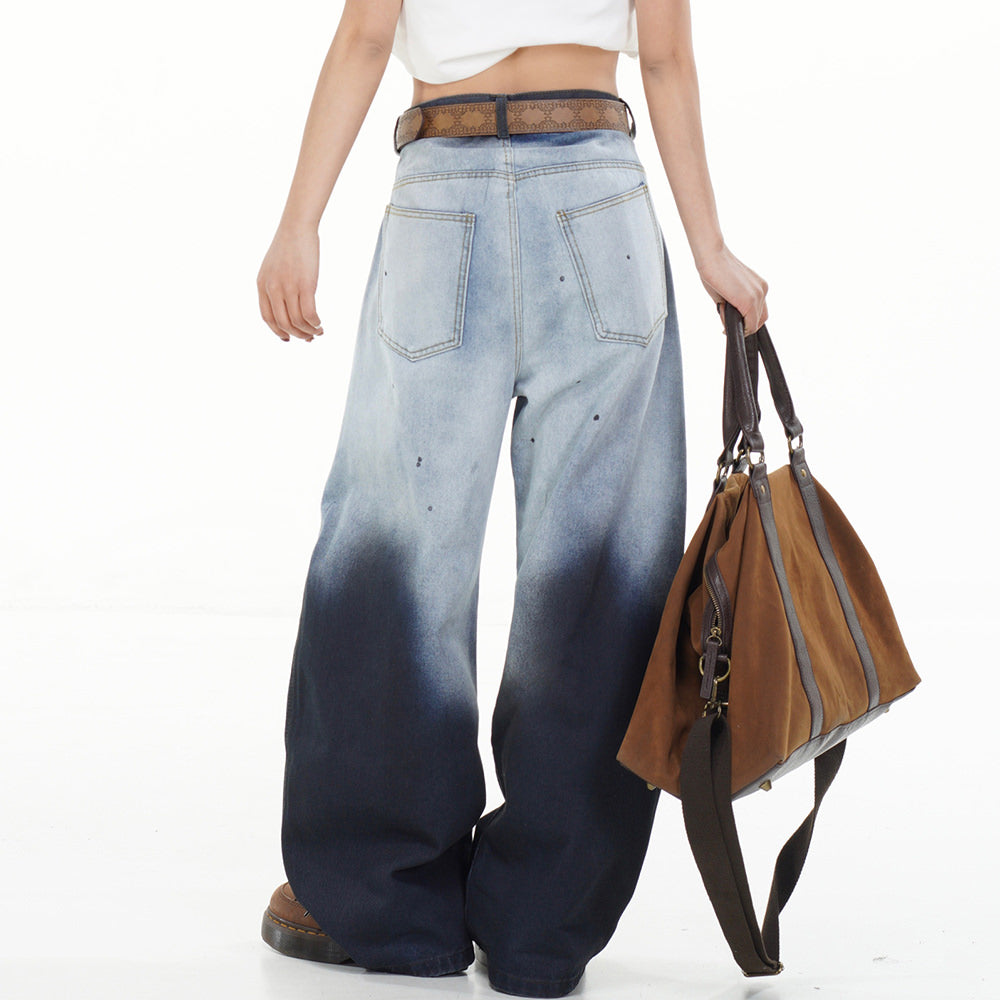 OVERSIZED GRADIENT BLUE DENIM JEANS FADED GRADIENT BAGGY STYLE