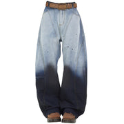 OVERSIZED GRADIENT BLUE DENIM JEANS FADED GRADIENT BAGGY STYLE