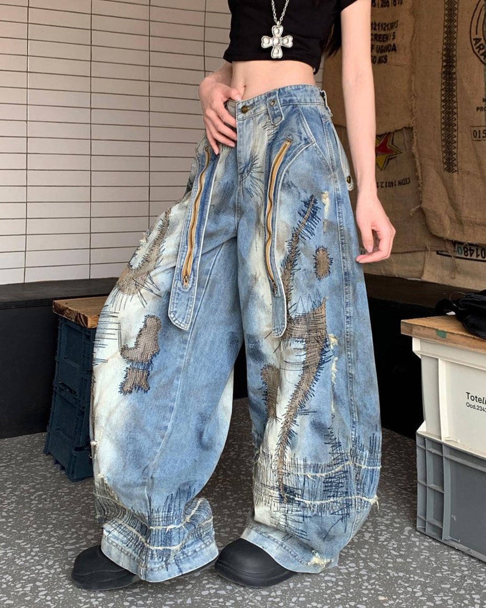 OVERSIZED SKETCH JEANS FOR MEN AND WOMEN IN MULTIPLE SIZES