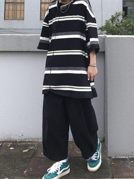 OVERSIZED STRIPED T-SHIRT WITH BOLD CONTRAST STRIPES