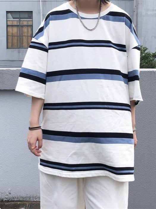 OVERSIZED STRIPED T-SHIRT WITH BOLD CONTRAST STRIPES
