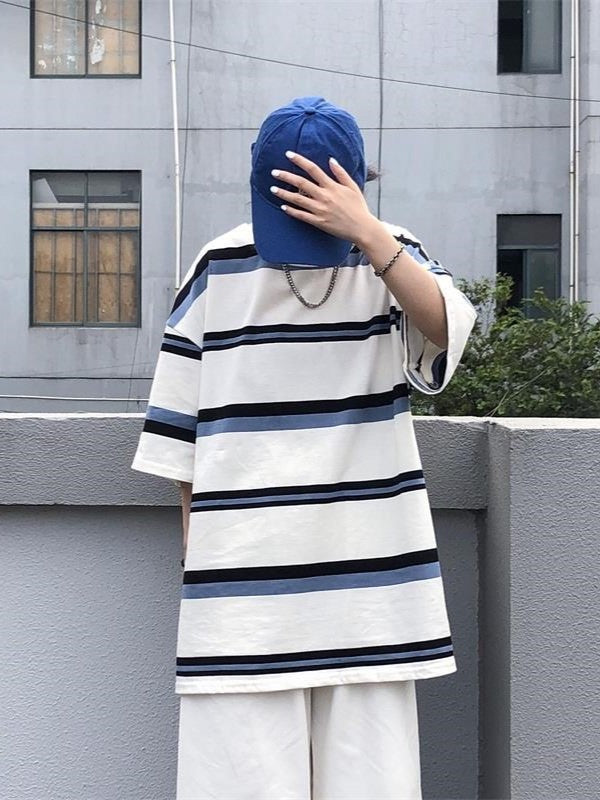 OVERSIZED STRIPED T-SHIRT WITH BOLD CONTRAST STRIPES