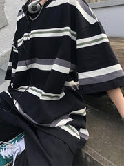 OVERSIZED STRIPED T-SHIRT WITH BOLD CONTRAST STRIPES