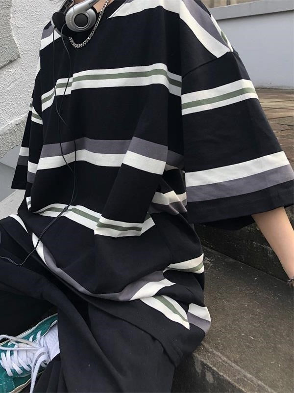 OVERSIZED STRIPED T-SHIRT WITH BOLD CONTRAST STRIPES