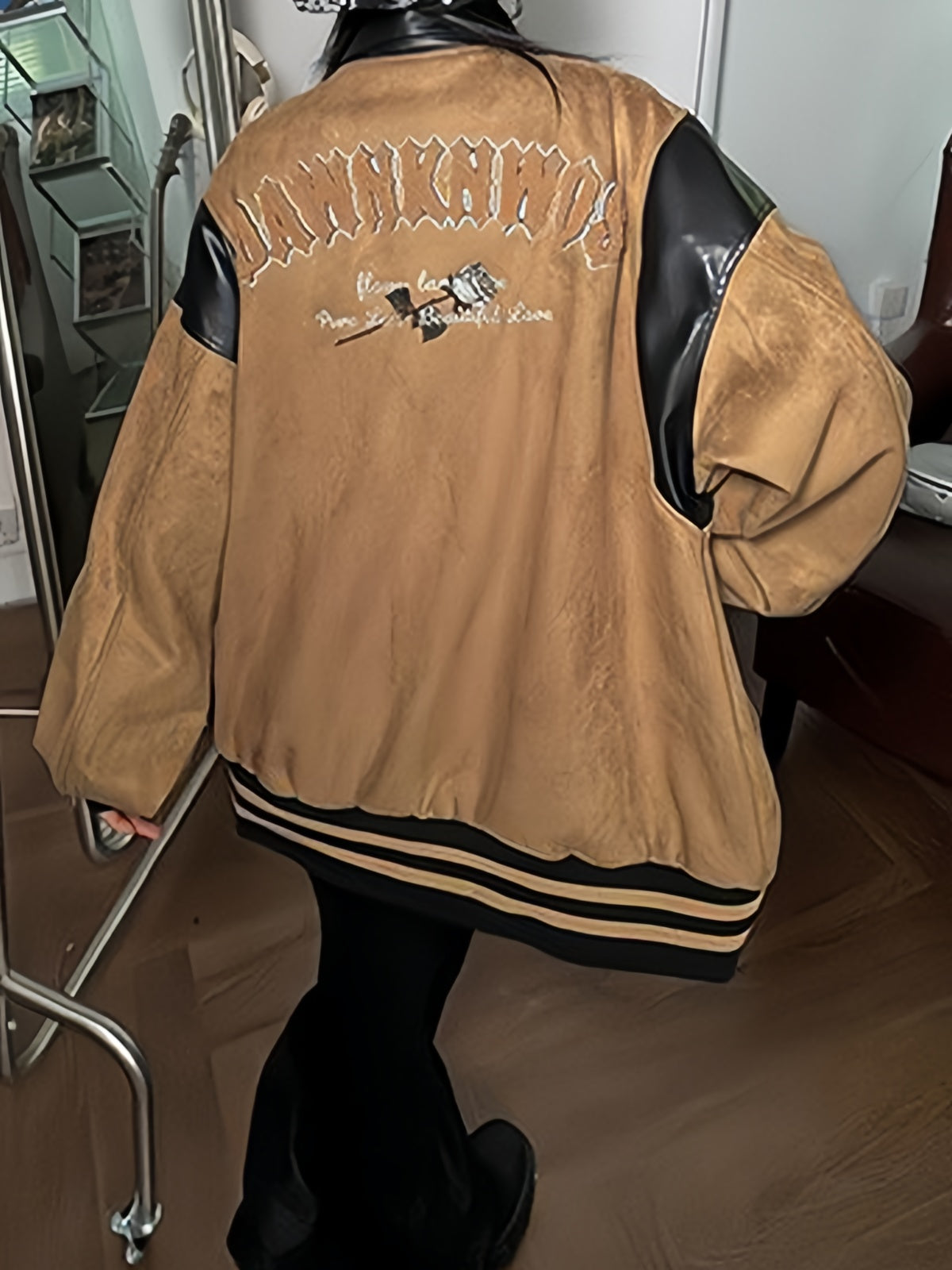 OVERSIZED VARSITY JACKET UNIQUE VINTAGE VELOR DESIGN