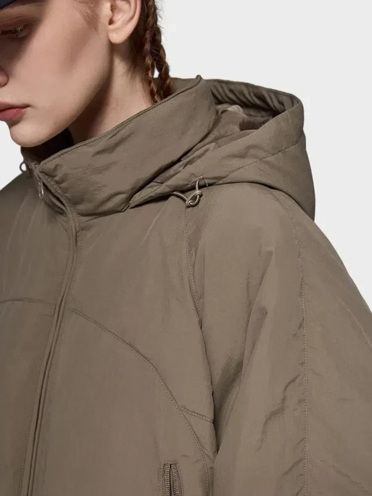GRAY OVERSIZED WINTER HOODED PUFFER JACKET