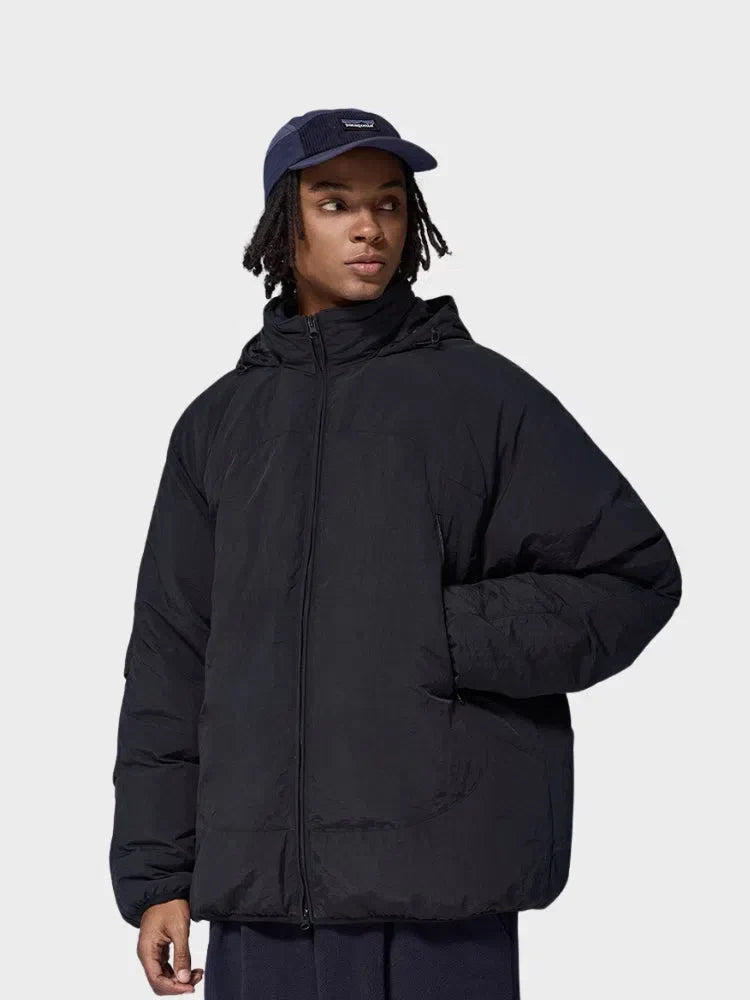 GRAY OVERSIZED WINTER HOODED PUFFER JACKET