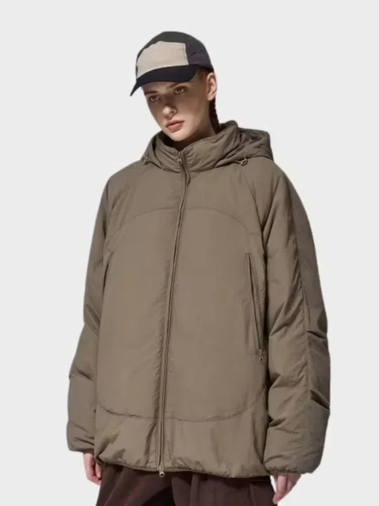 GRAY OVERSIZED WINTER HOODED PUFFER JACKET