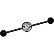 14G Black White Leopard Eyes Black Industrial Barbell 37mm