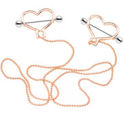 Rose Gold Tone Heart to Heart Dangle Nipple Chain
