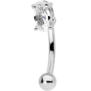 5/16 Clear CZ Gem Big Bling Curved Eyebrow Ring