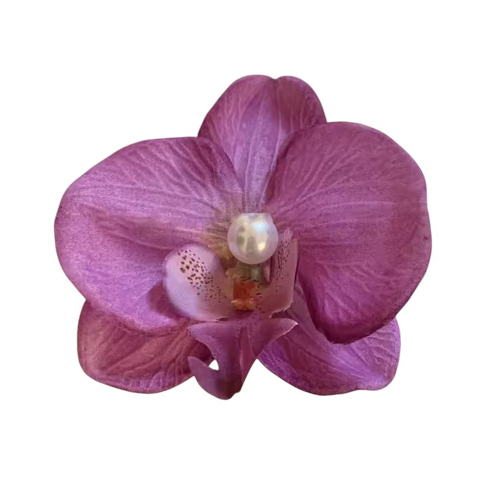 PASTEL BLUE ORCHID HAIR CLIP PEARL CENTER ORCHID HAIR