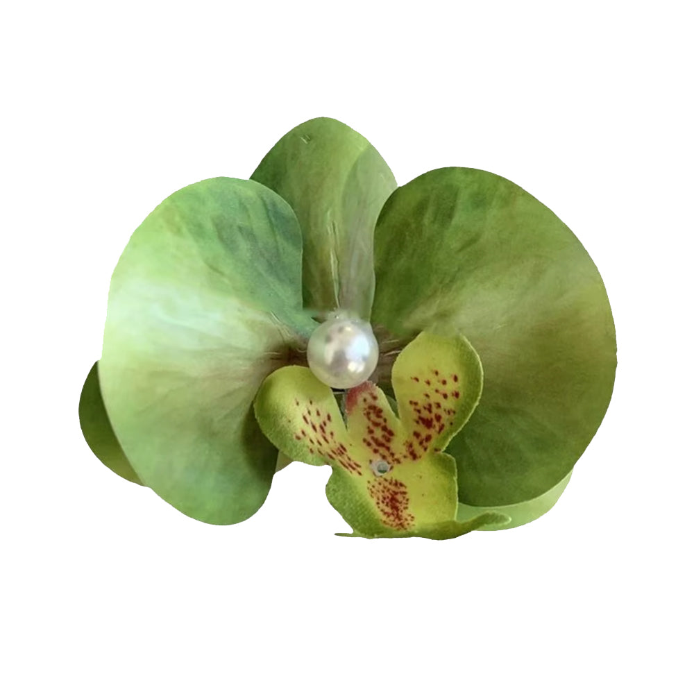 PASTEL BLUE ORCHID HAIR CLIP PEARL CENTER ORCHID HAIR