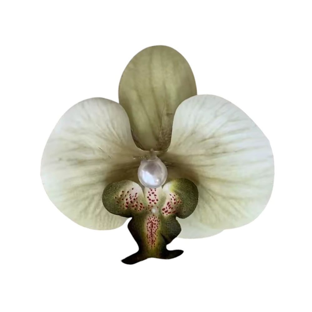 PASTEL BLUE ORCHID HAIR CLIP PEARL CENTER ORCHID HAIR
