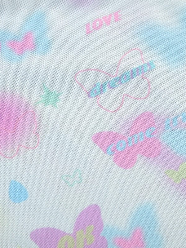 PASTEL FLORAL MESH CAMISOLE - DOUBLE LAYER BUTTERFLY PRINT CAMI