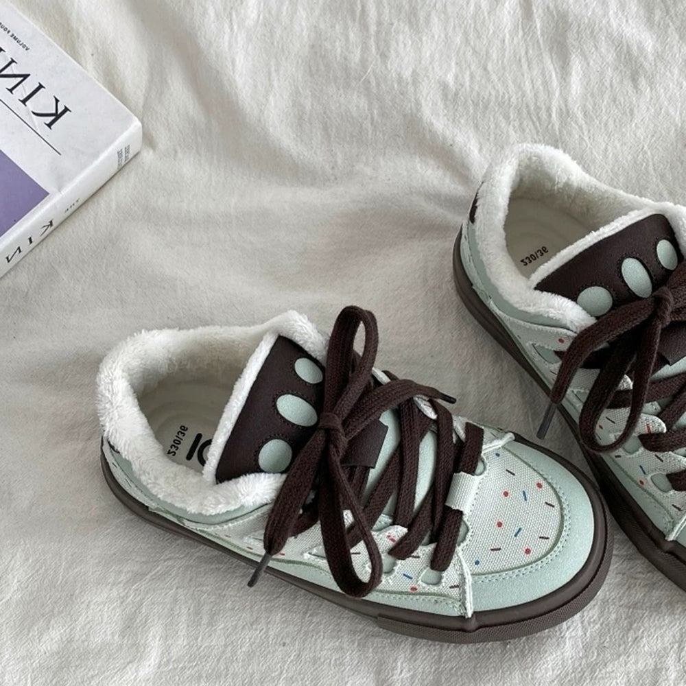 PASTEL SPRINKLES SKATER SNEAKERS MINT GREEN AND BROWN