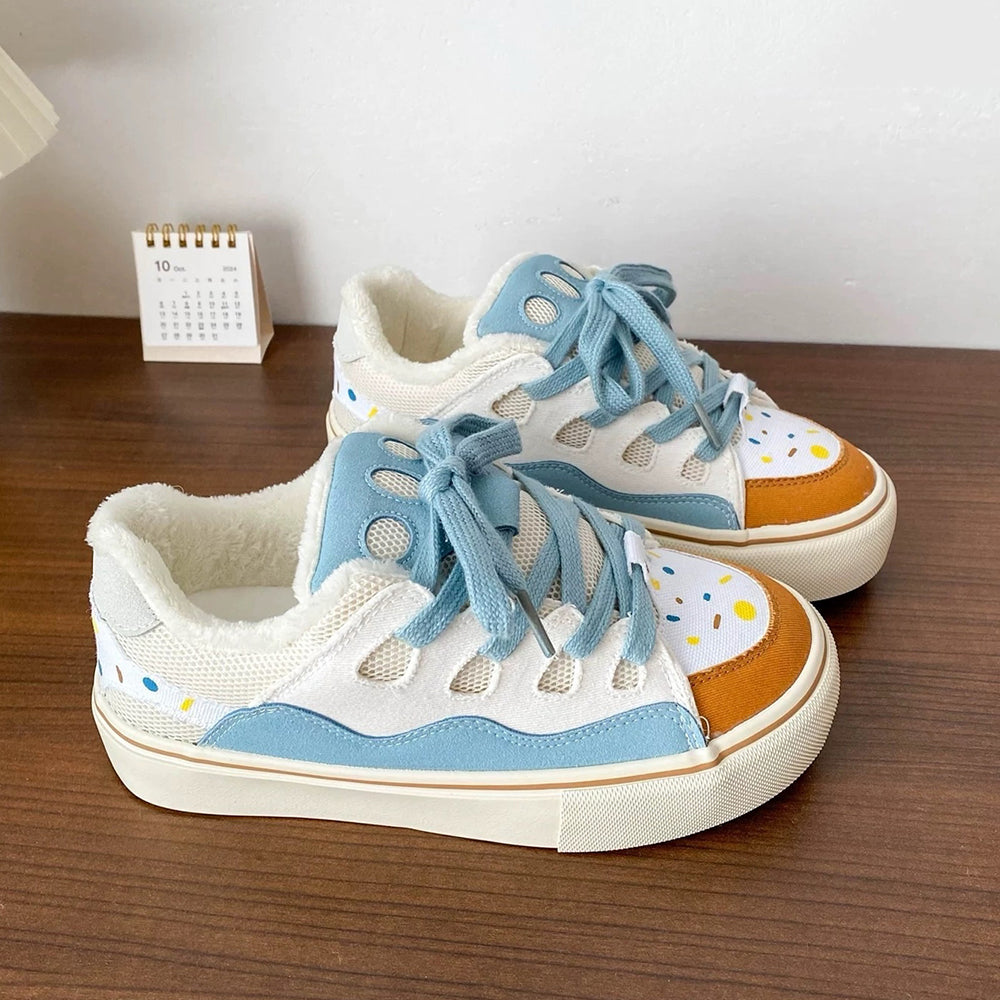 PASTEL SPRINKLES SKATER SNEAKERS MINT GREEN AND BROWN