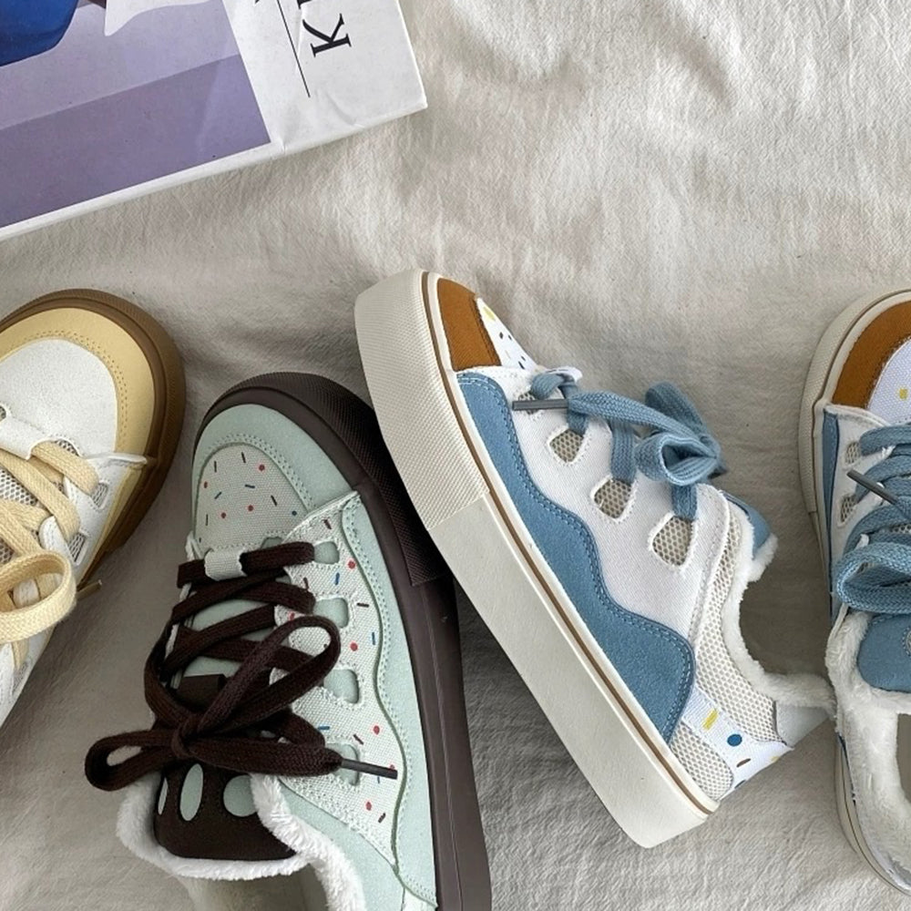 PASTEL SPRINKLES SKATER SNEAKERS MINT GREEN AND BROWN