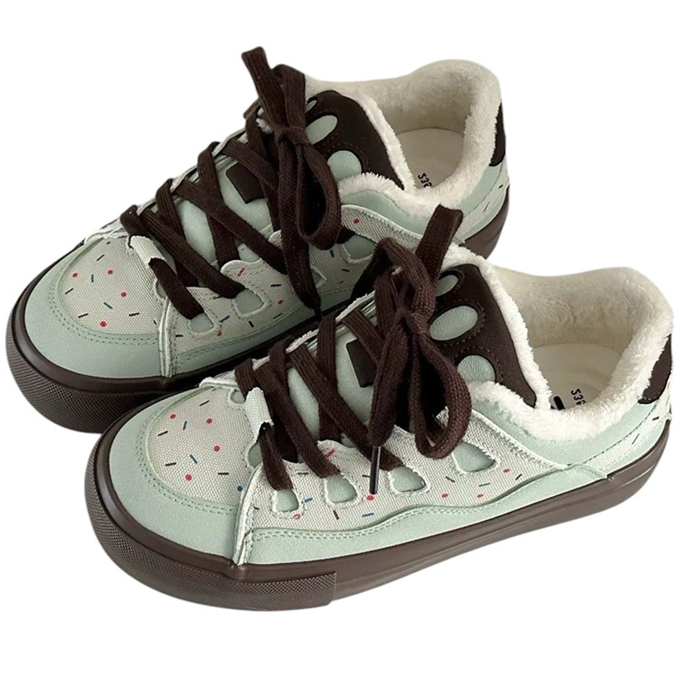 PASTEL SPRINKLES SKATER SNEAKERS MINT GREEN AND BROWN
