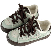 PASTEL SPRINKLES SKATER SNEAKERS MINT GREEN AND BROWN