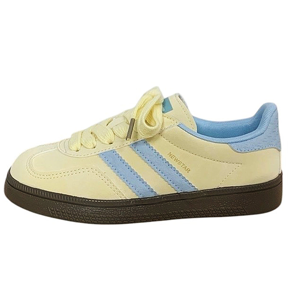 PASTEL YELLOW SNEAKERS WITH LIGHT BLUE ACCENTS