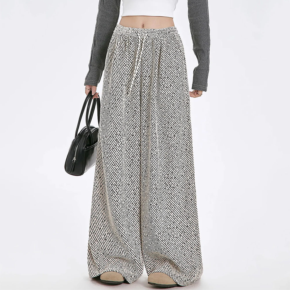 PATTERNED PALAZZO PANTS STRIPED FABRIC WIDE LEG