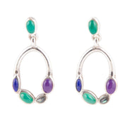 Peacock Multi-Stone Sterling Silver Earrings