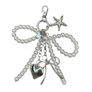 PEARL BOW CHARM KEYCHAIN HIGH-QUALITY ZINC ALLOY