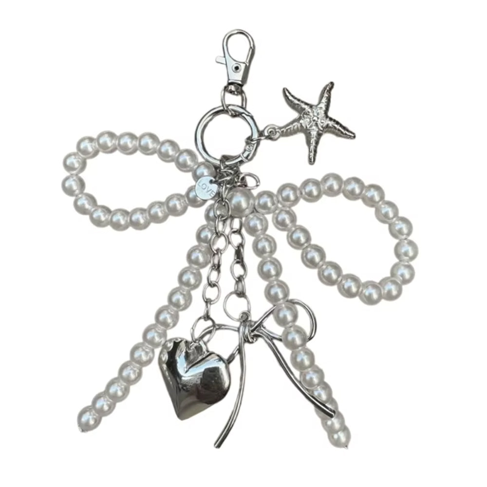 PEARL BOW CHARM KEYCHAIN HIGH-QUALITY ZINC ALLOY