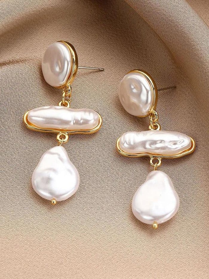 PEARL DROP EARRINGS WITH ALLOY STUD FOR ELEGANT STYLE