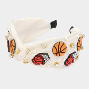 Pearl Stone Basketball Embellished Twisted Headband