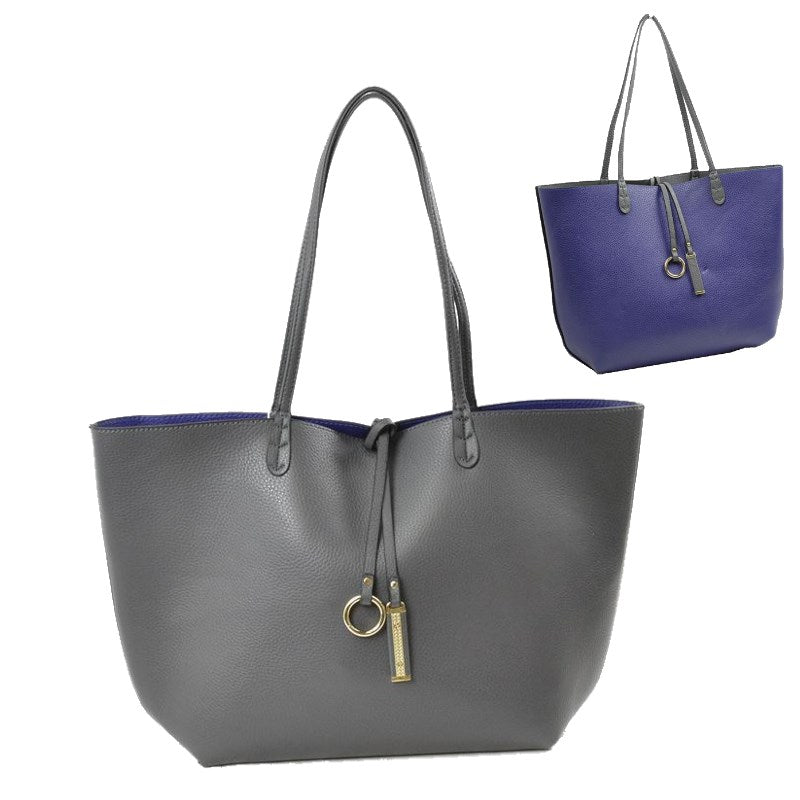 Women's Pebbled Faux Leather Reversible 2 in 1 Tote Shoulder Handbag Crossbody Bag