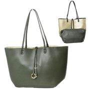 Women's Pebbled Faux Leather Reversible 2 in 1 Tote Shoulder Handbag Crossbody Bag